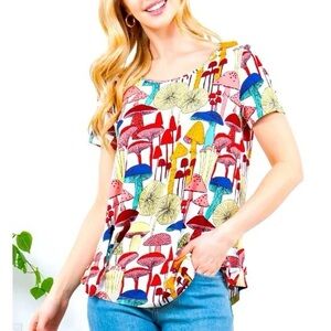 LA Soul mushroom print short sleeve top